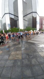 people in dobbs march